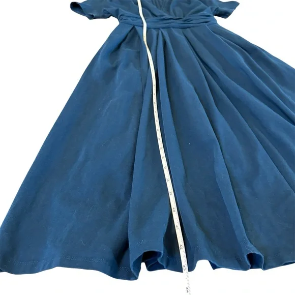 Eshakti Blue Midi Dress, Short Sleeve Fit & Flare Dress with Pockets, Medium / 8 - Picture 5 of 8